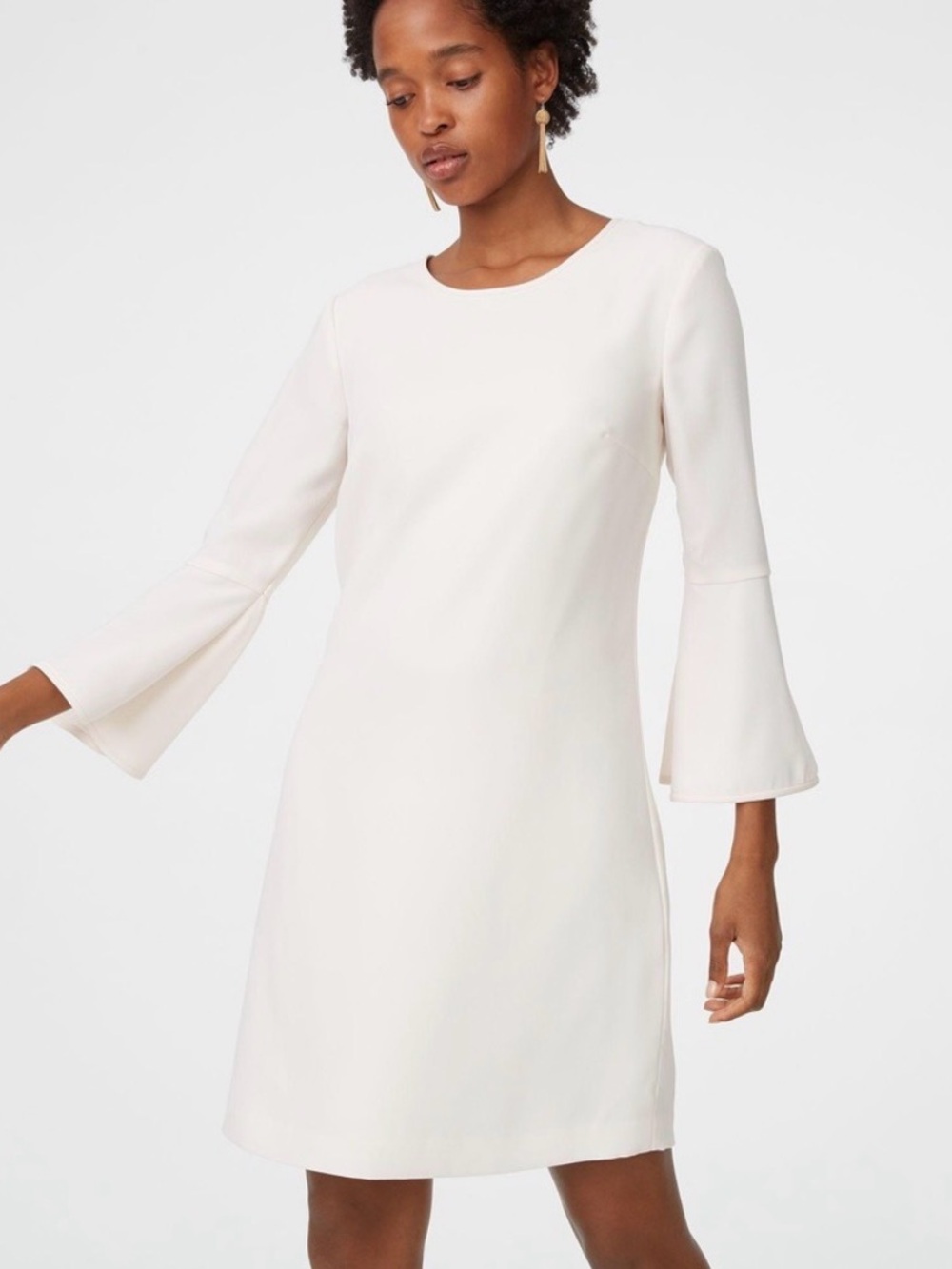 Club Monaco Cream Bell-Sleeve Shift Dress